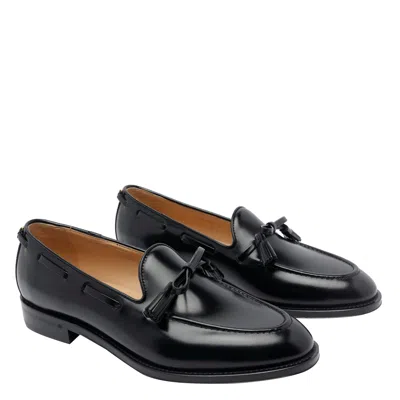 Valentino Bowshire Loafers In Black Glossy Calfskin In Black