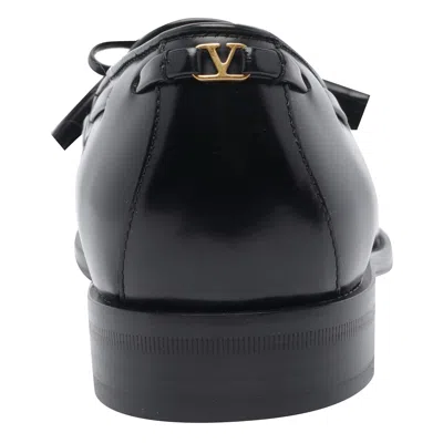 Valentino Bowshire Loafers In Black Glossy Calfskin In Black