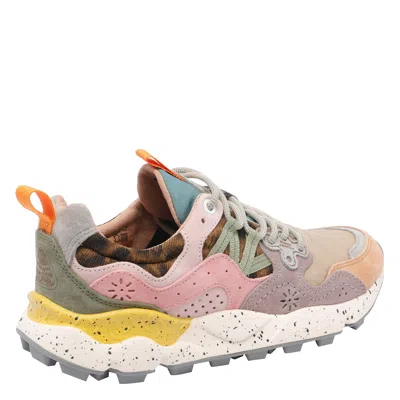 Flower Mountain Yamano 3 Pink And Yellow Suede And Nylon Trainers In Multi
