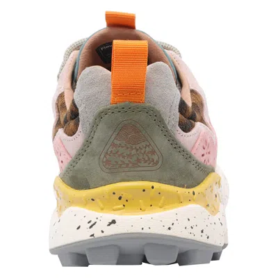 Flower Mountain Yamano 3 Pink And Yellow Suede And Nylon Trainers In Multi
