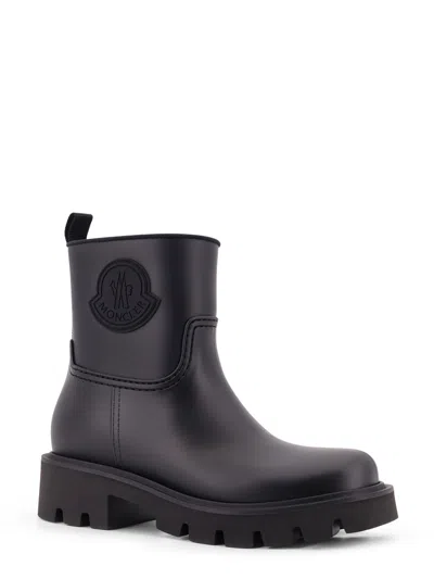 Moncler Drawstring Embosssed-logo Rain Boots In Black