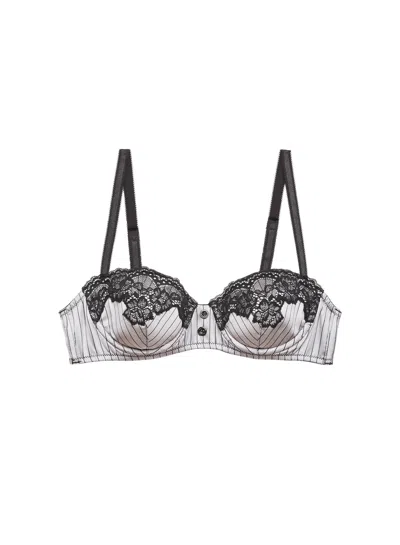 Fleur Du Mal Executive Underwire Silk Trim Balconette Bra In Black