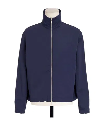 Dior Drawstring Detailed Zip-up Jacket In Blue