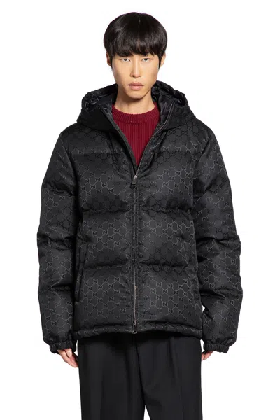Gucci Down Jacket With Hood And Elastic Cuffs In Black