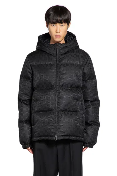 Gucci Down Jacket With Hood And Elastic Cuffs In Black