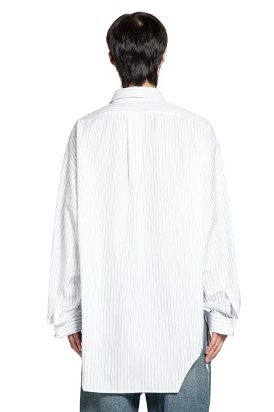 Hed Mayner Cotton Poplin Pinstriped Oversized Shirt In White