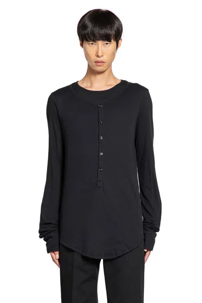 Ann Demeulemeester Leo Double Layer Serafino Top In Black