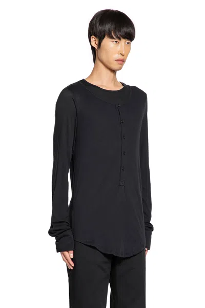 Ann Demeulemeester Leo Double Layer Serafino Top In Black
