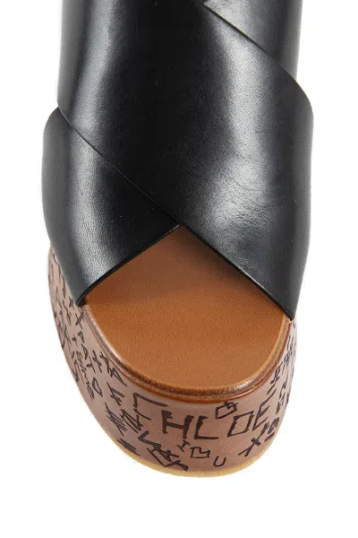 Chloé 130mm Maxime Leather Wedges In Black