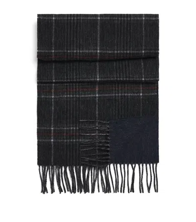 Barbour Wool Marsden Reversible Scarf In Black