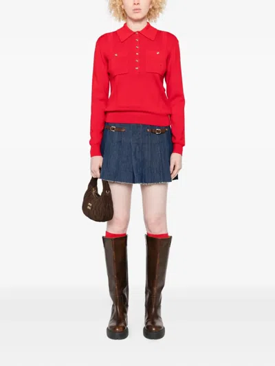 Maje Patch-pocket Buttoned Top In Red