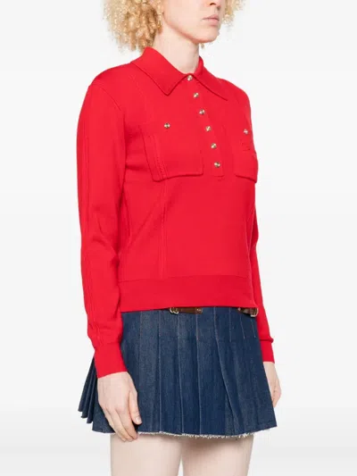 Maje Patch-pocket Buttoned Top In Red