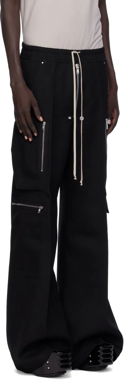 Rick Owens Wide-leg Trousers With High Waist And Utility Pockets In Black
