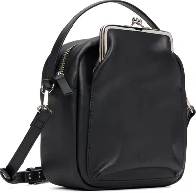 Y's Black Cow Leather Metal Clasp Box Bag