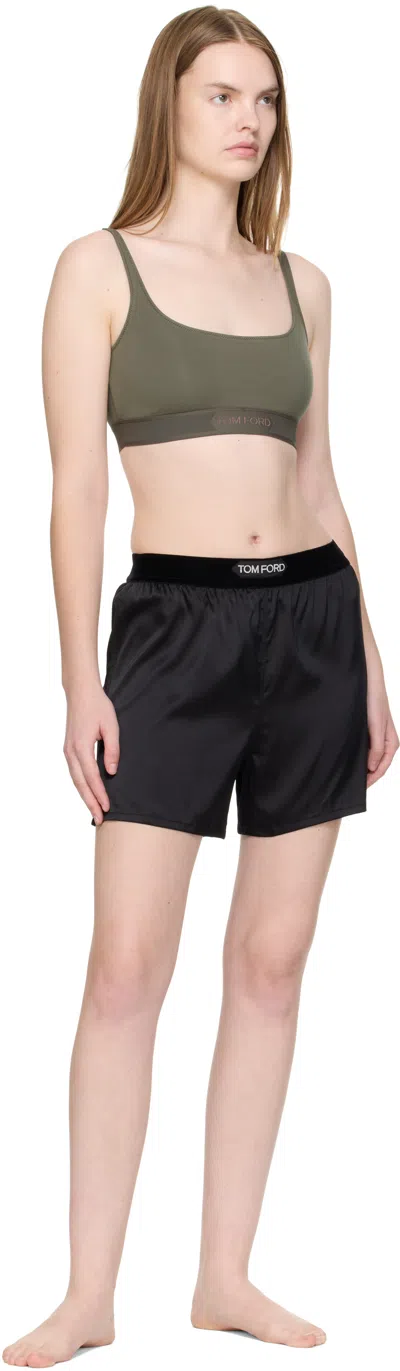 Tom Ford Hendrix Floral Stretch Silk Satin Pajama Shorts In Off White Black