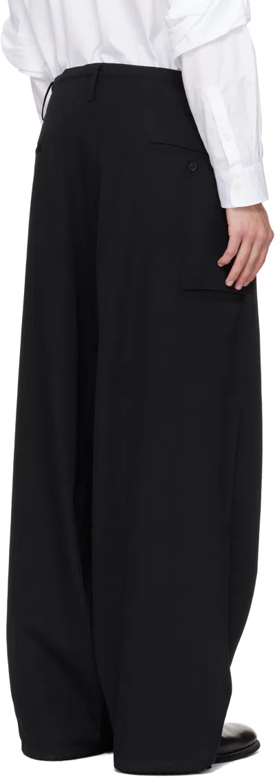 Yohji Yamamoto Mens Standard 2tucks String Wide-leg Wool Trousers Black Xs In Black