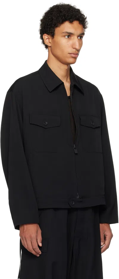 Ys For Men Black Wool Gabardine Jacket In Black