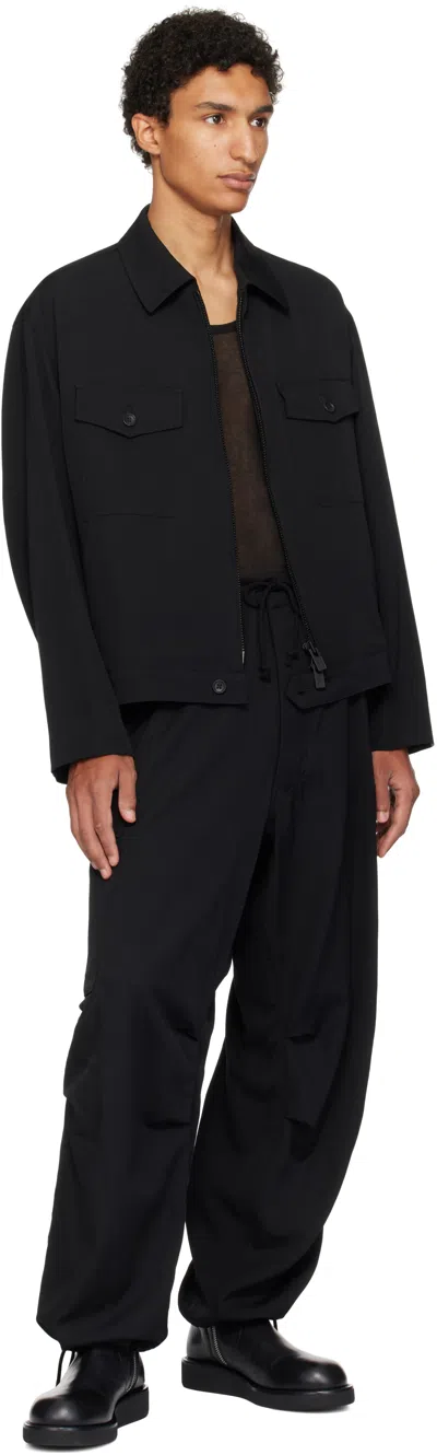 Ys For Men Black Wool Gabardine Jacket In Black
