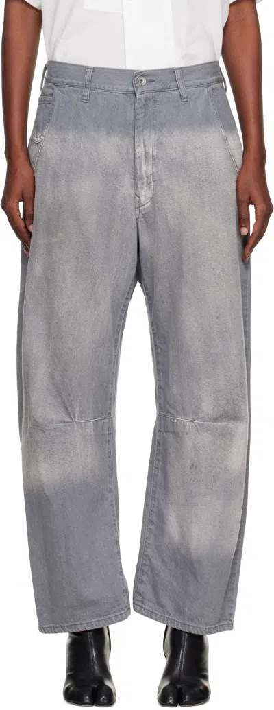 Y's Pocket Gusset-detail Wide-leg Jeans In Gray