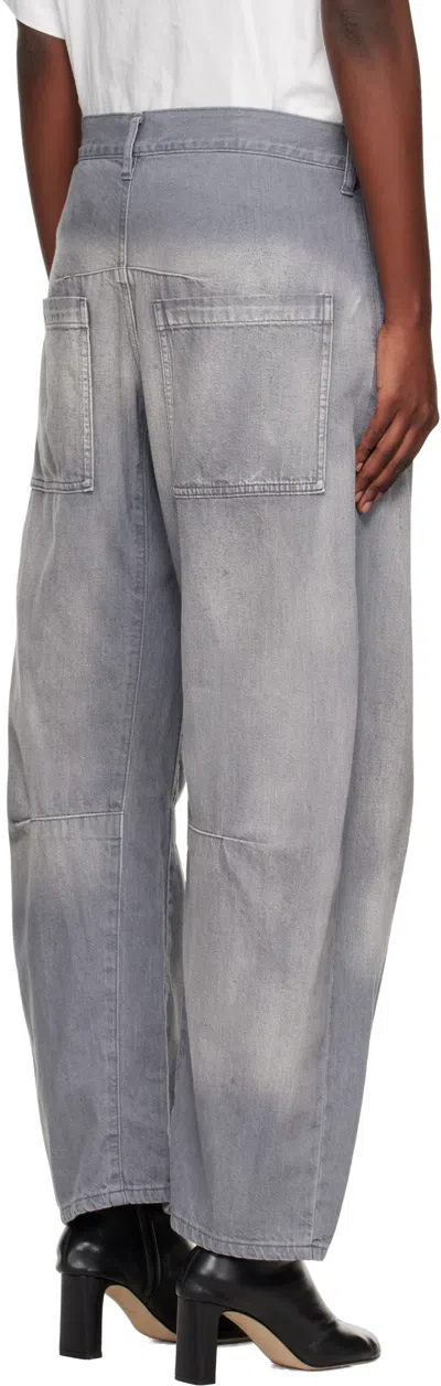 Y's Pocket Gusset-detail Wide-leg Jeans In Gray