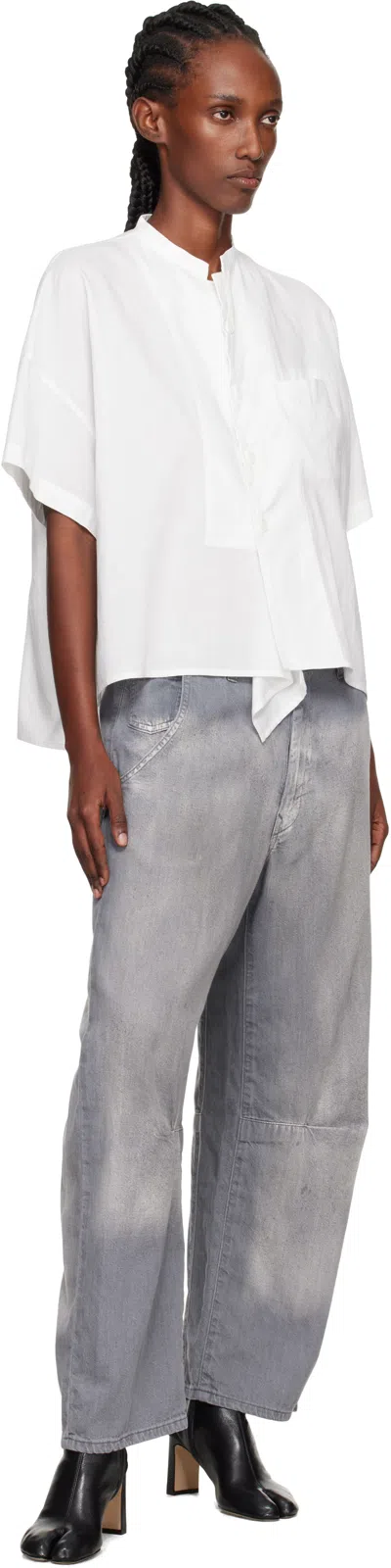 Y's Pocket Gusset-detail Wide-leg Jeans In Gray