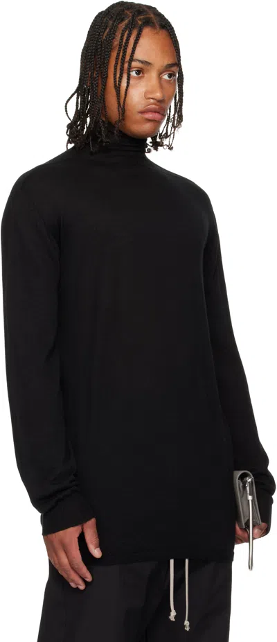 Rick Owens Black Concordians Oversized Turtle Sweater In Black