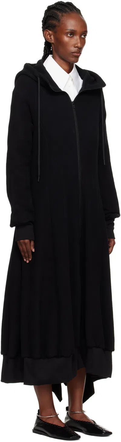 Yohji Yamamoto Black Hooded Track Maxi Dress