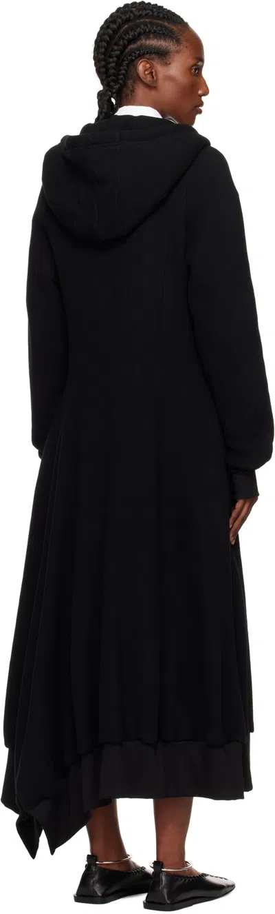 Yohji Yamamoto Black Hooded Track Maxi Dress
