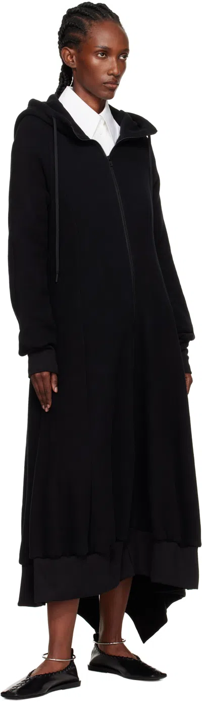Yohji Yamamoto Black Hooded Track Maxi Dress
