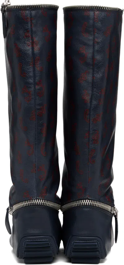 Kiko Kostadinov Navy Modular Driving Boots In Multi