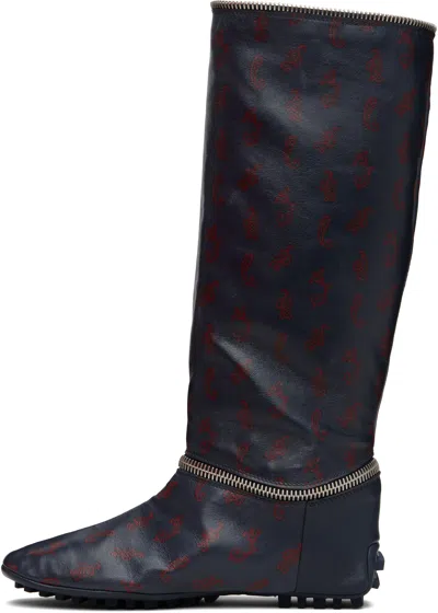 Kiko Kostadinov Navy Modular Driving Boots In Multi