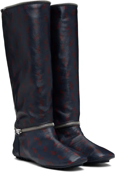 Kiko Kostadinov Navy Modular Driving Boots In Multi