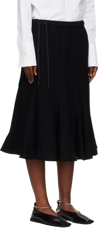 Yohji Yamamoto Drawstring Ruffled Skirt In Black