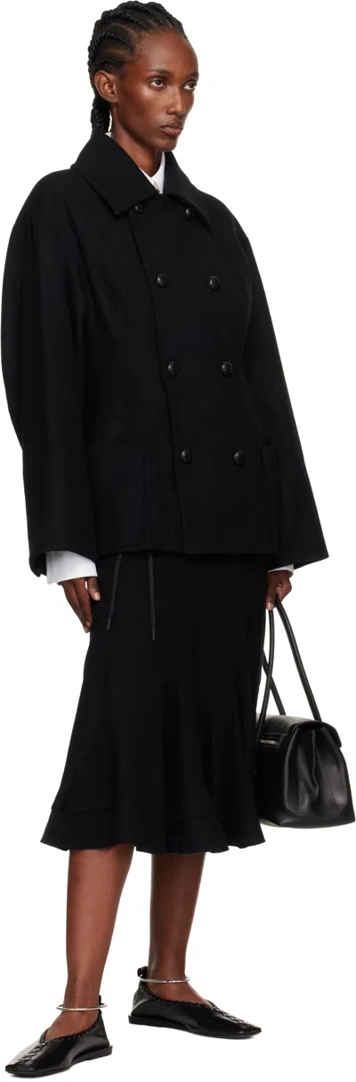 Yohji Yamamoto Drawstring Ruffled Skirt In Black