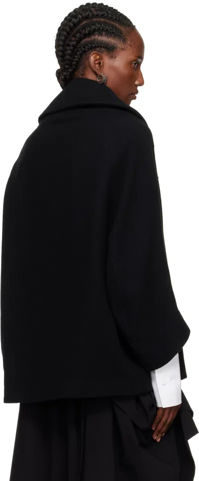 Y's Black U-irregular Short Sleeve Coat In Multi