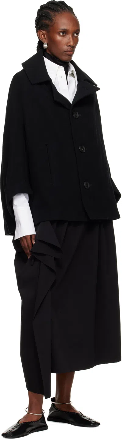 Y's Black U-irregular Short Sleeve Coat In Multi