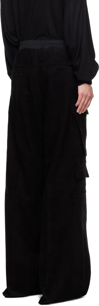 Rick Owens Heizer Belas Wide-leg Cotton-blend Poplin Drawstring Cargo Trousers In Black