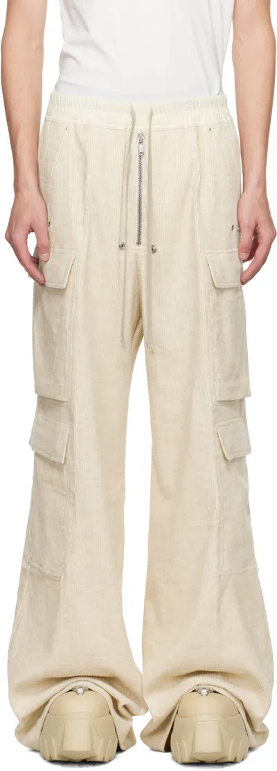 Rick Owens Men's Cargobelas Dinge Trousers In White