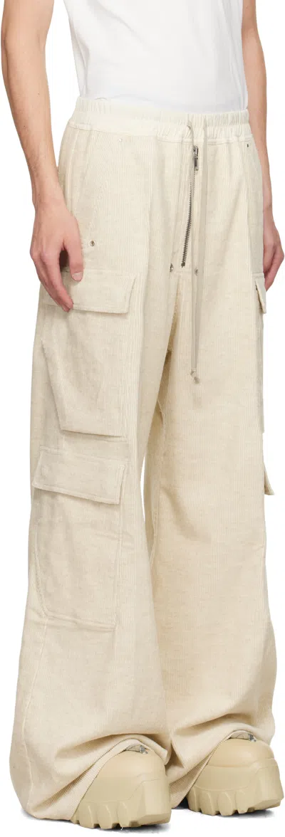 Rick Owens Men's Cargobelas Dinge Trousers In White