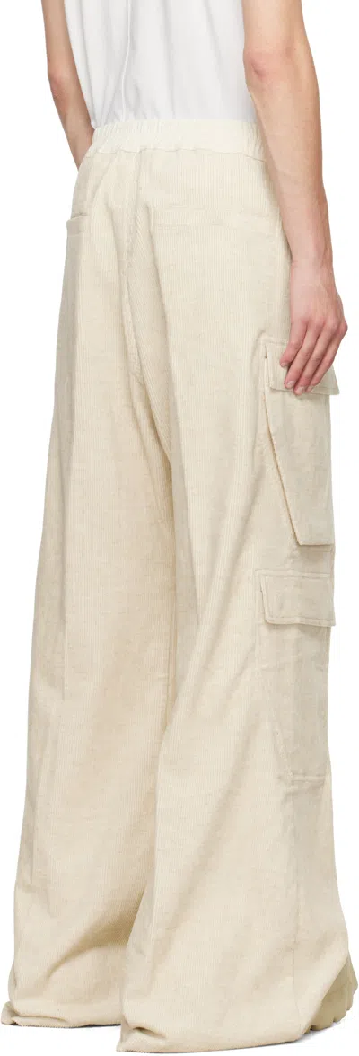 Rick Owens Men's Cargobelas Dinge Trousers In White