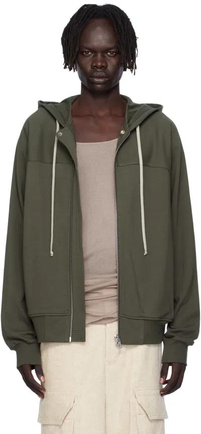 Rick Owens Boiled Cashmere And Wool-blend Zip-up Hoodie In Green