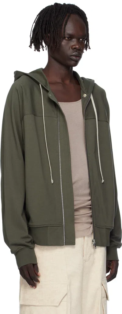Rick Owens Boiled Cashmere And Wool-blend Zip-up Hoodie In Green