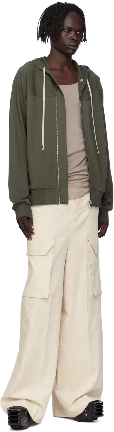 Rick Owens Boiled Cashmere And Wool-blend Zip-up Hoodie In Green