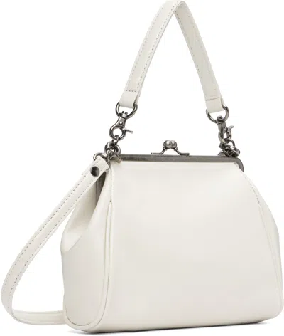 Y's Off-white Semi-matte Leather Metal Clasp Bag
