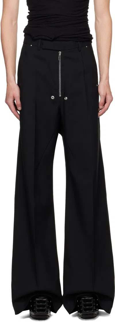 Rick Owens Black Concordians Tailored Wide Belas Trousers In Black