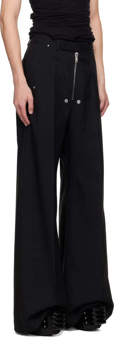 Rick Owens Black Concordians Tailored Wide Belas Trousers In Black