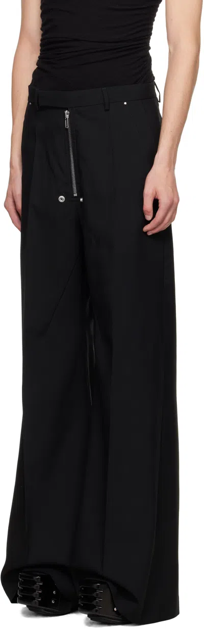 Rick Owens Black Concordians Tailored Wide Belas Trousers In Black