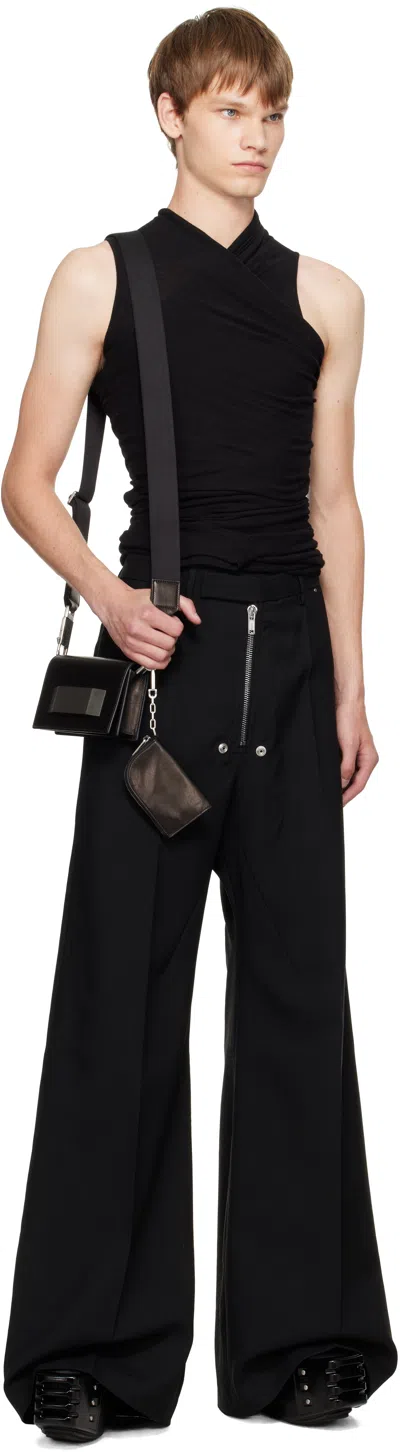 Rick Owens Black Concordians Tailored Wide Belas Trousers In Black
