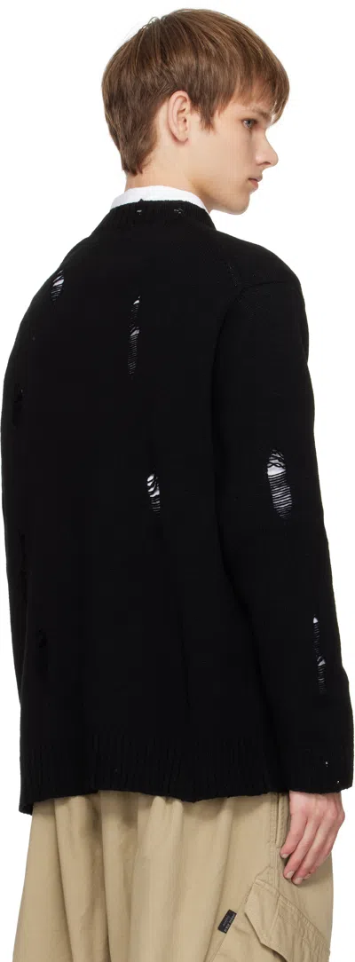 Yohji Yamamoto Black Plain Stitch Crashed Round Neck Sweater In Multi
