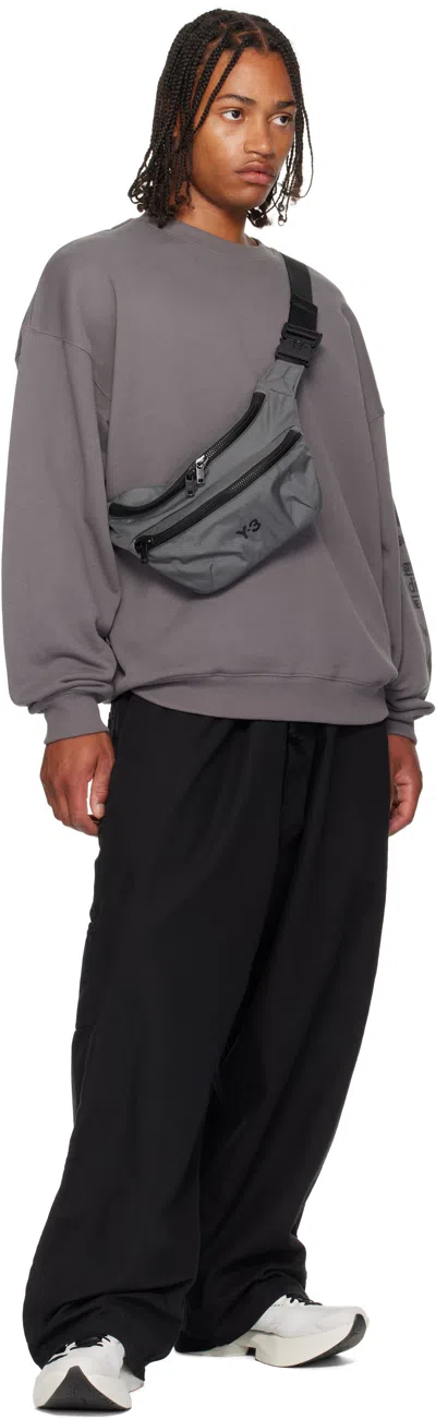 Y-3 Belt Bag With Adjustable Strap And Front Zip Pocket In Gray